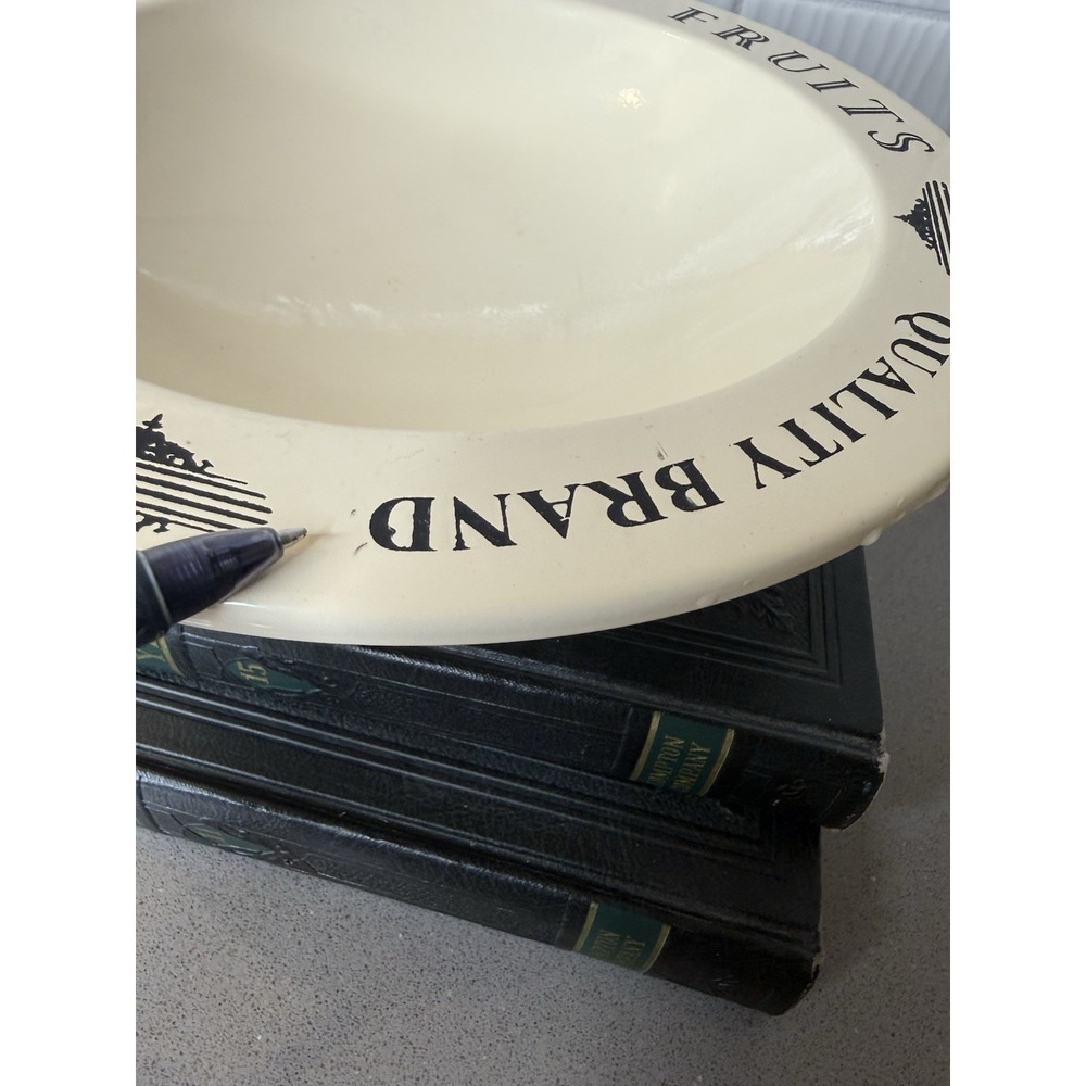 Vintage Style Enamelware Pedestal Fruit Bowl Cream & Black Cottagecore Metal GUC - Picture 6 of 8